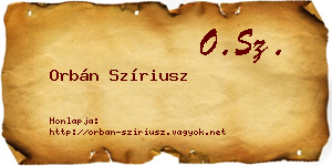 Orbán Szíriusz névjegykártya